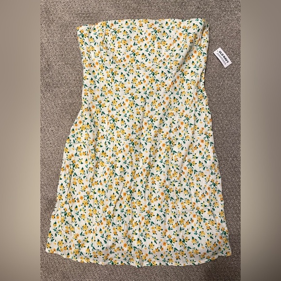 NWT Old Navy Linen Blend Strapless Floral Mini Dress - Picture 4 of 8